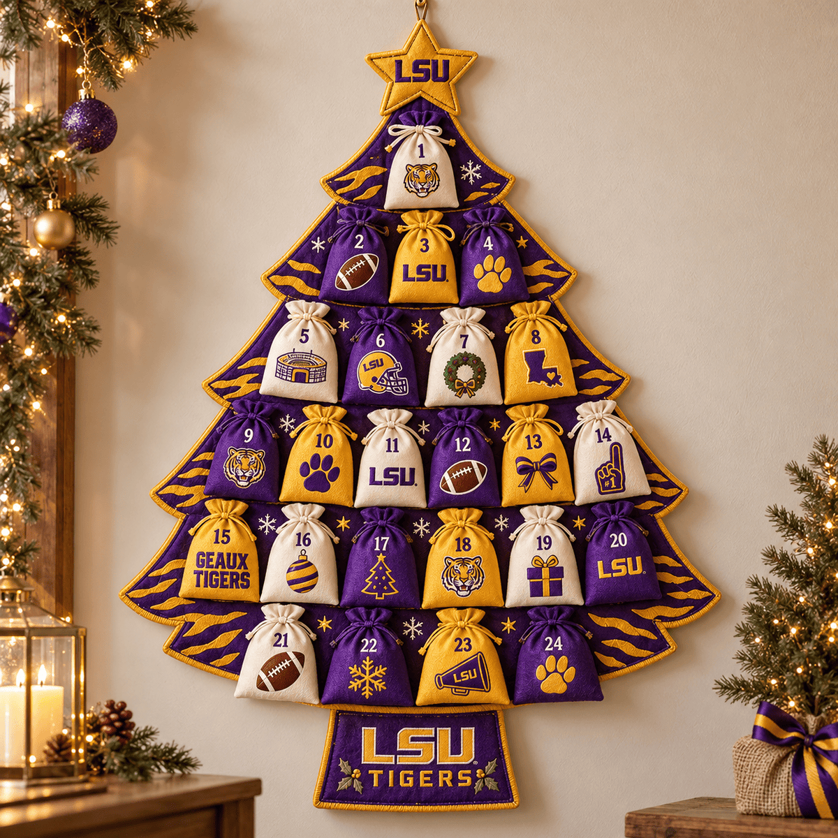 Premium LSU Christmas Tree Countdown Calendar TNSM
