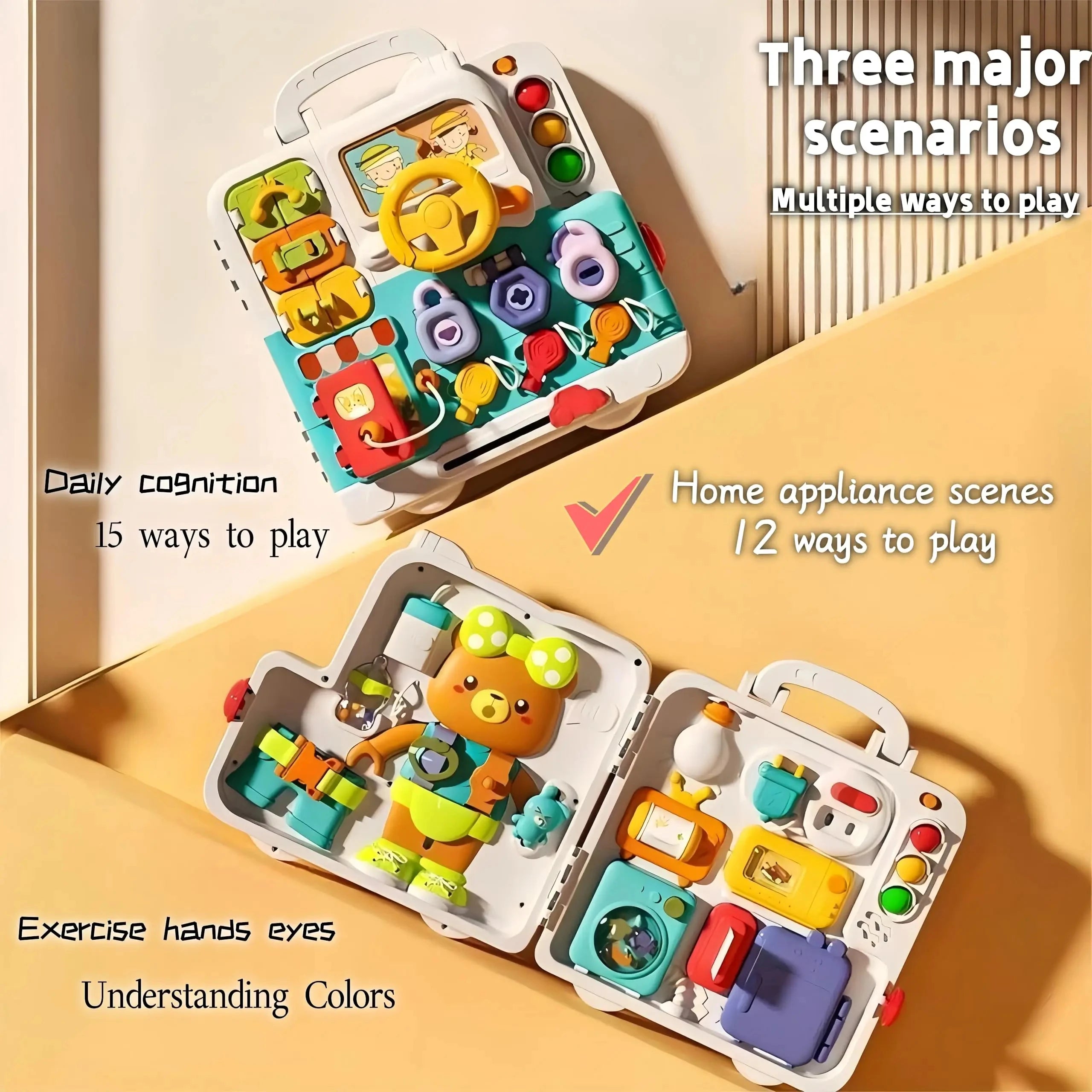 63 in 1 Baby Sensory Busy Board Montessori Toy Music Light Switch Multi functional Baby Sensory Early Education Learning Tool