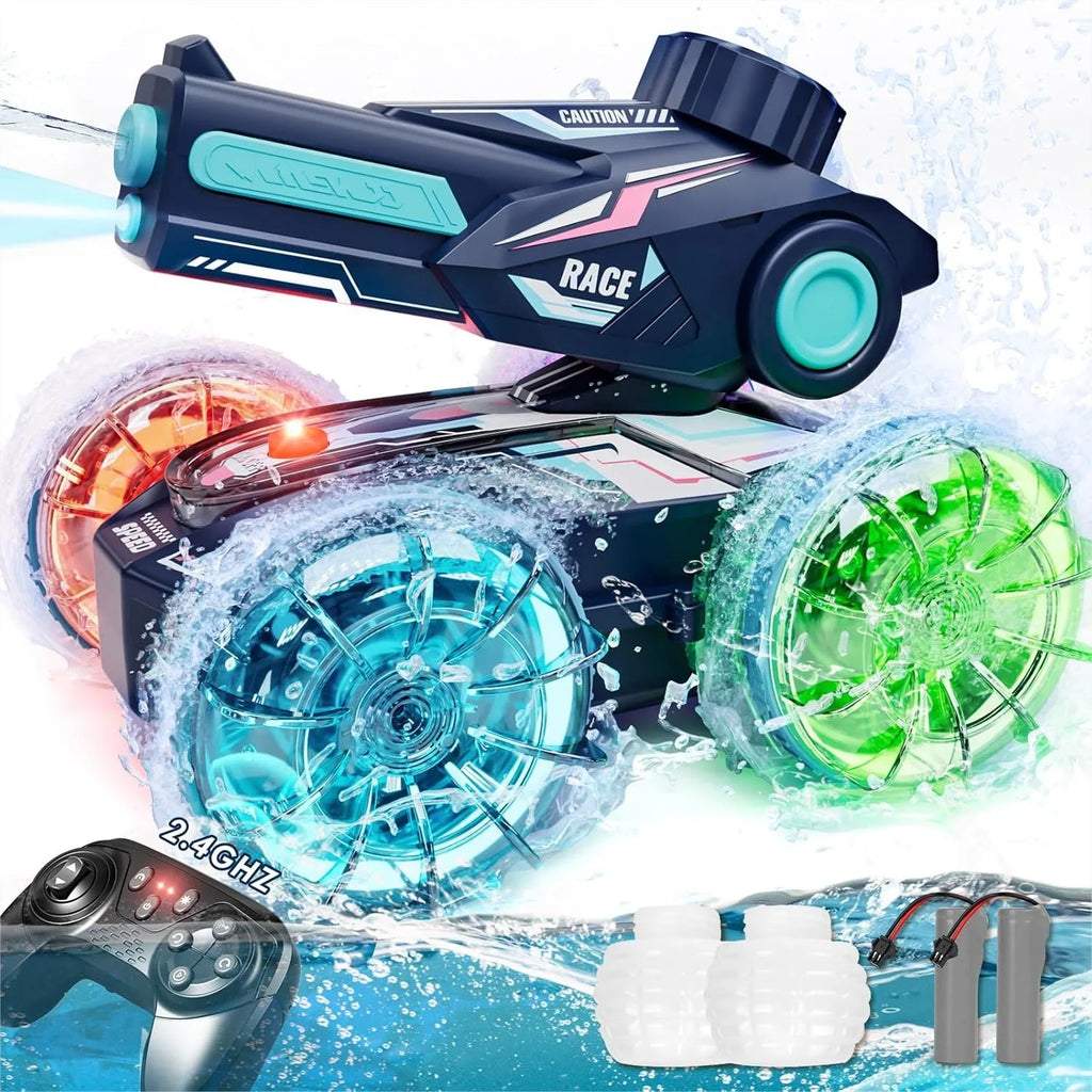 Amphibious Remote Control Car with Water Gun, 4WD RC Truck and Boat for Kids Age 6-12, Waterproof Pool Toy